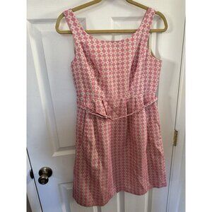 Michael Kors Pink And Cream Print Fit And Flare Sleeveless Dress Size 8